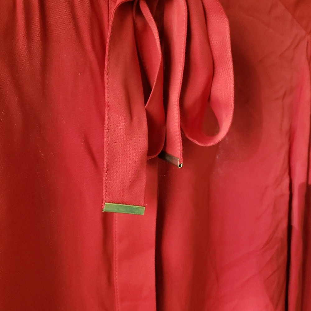Zara Red Tie-Front Blouse Size M NWOT - Picture 3 of 7